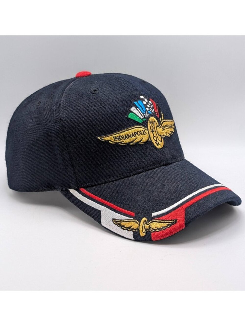 Vintage IMS Indianapolis Motor Speedway Wings Wheel & Flags Old Logo Hat Strap